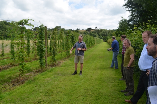Group visiting the hops
